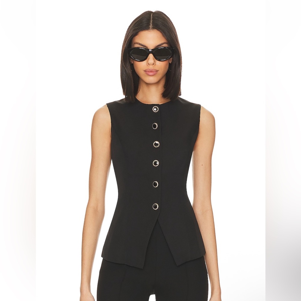 REVOLVE Black Button-Front Sleeveless Top